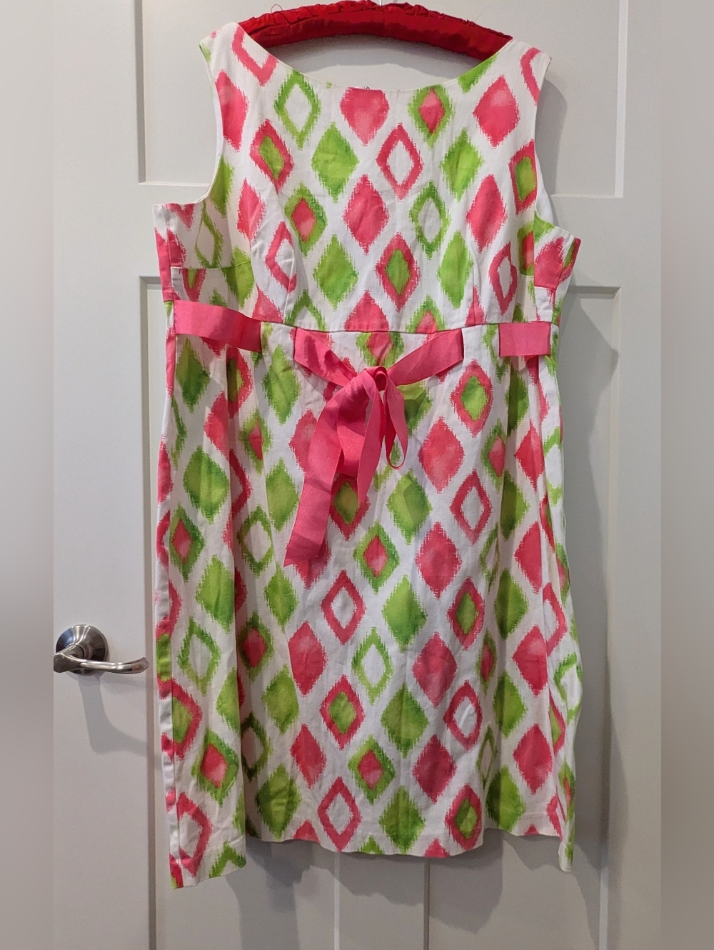 Kim Rogers Pink and Green Printed Sleeveless Dress